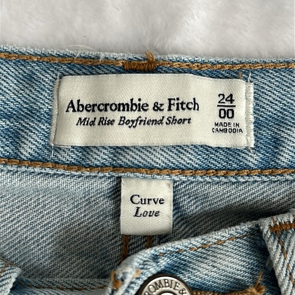 Abercrombie A&F Women’s Mid Rise Curve Love Boyfriend Cut Off Thrashed Shorts 00 - Picture 6 of 9